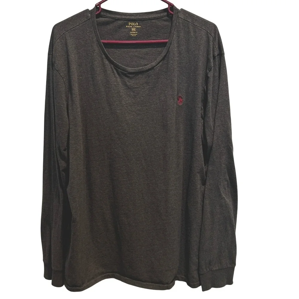 Polo Ralph Lauren T-Shirt XL Mens Gray Long Sleeve Custom Fit Pony Logo